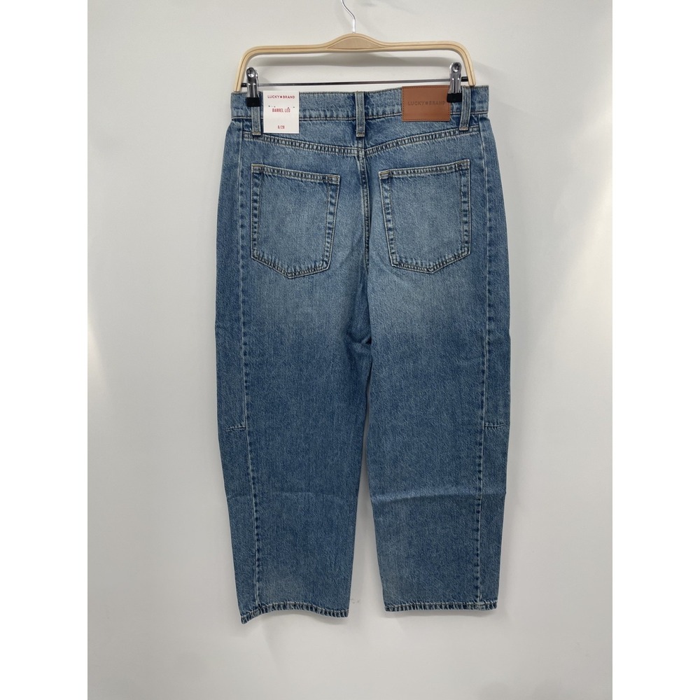 Lucky Brand Jeans Women's 6/28 Blue Denim Medium Wash Barrel Leg Streetwear NWT - Picture 2 of 16